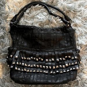 APC Black & Silver Studded Leather Bag